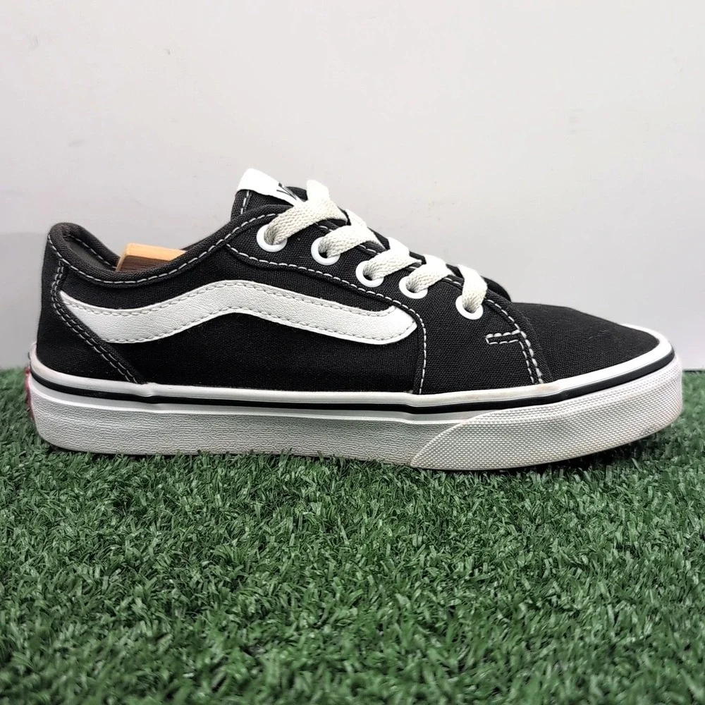 Vans Filmore Decon Shoes Women's 5.5 Medium Black White‎ Canvas Suede Sneakers